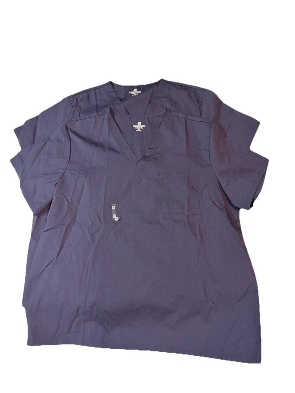 Lot Bundle of 2: White Swan V-neck Short Sleeve Unisex Scrub Tops -XL- Navy